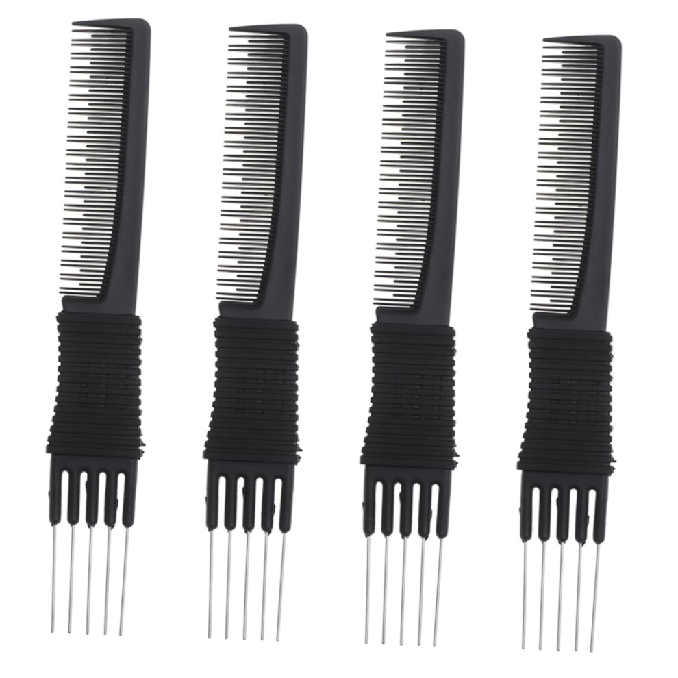 4pcs Professional Steel Tail Hair Comb Set for Precise Sectioning and Styling at Home or Salon