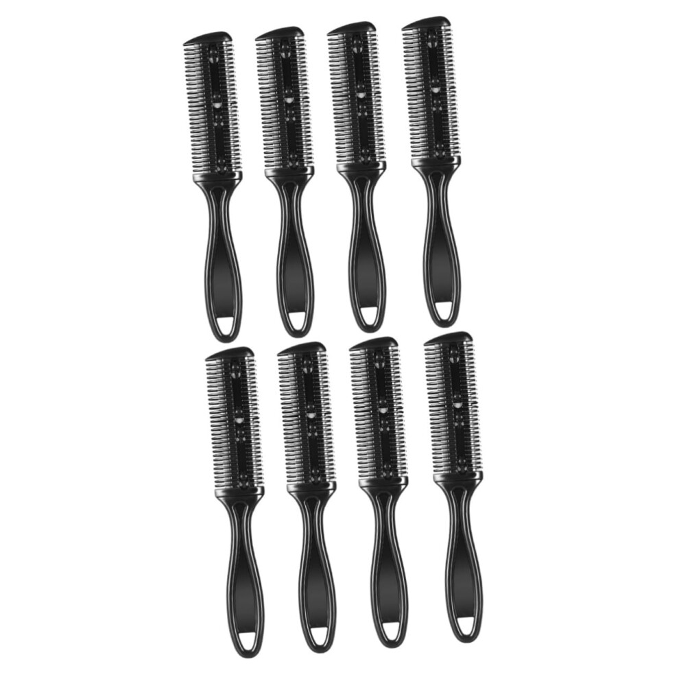 Unisex Black 8Pcs Doublesided Razor Hair Cutting Combs For Precise Thinning And Layering