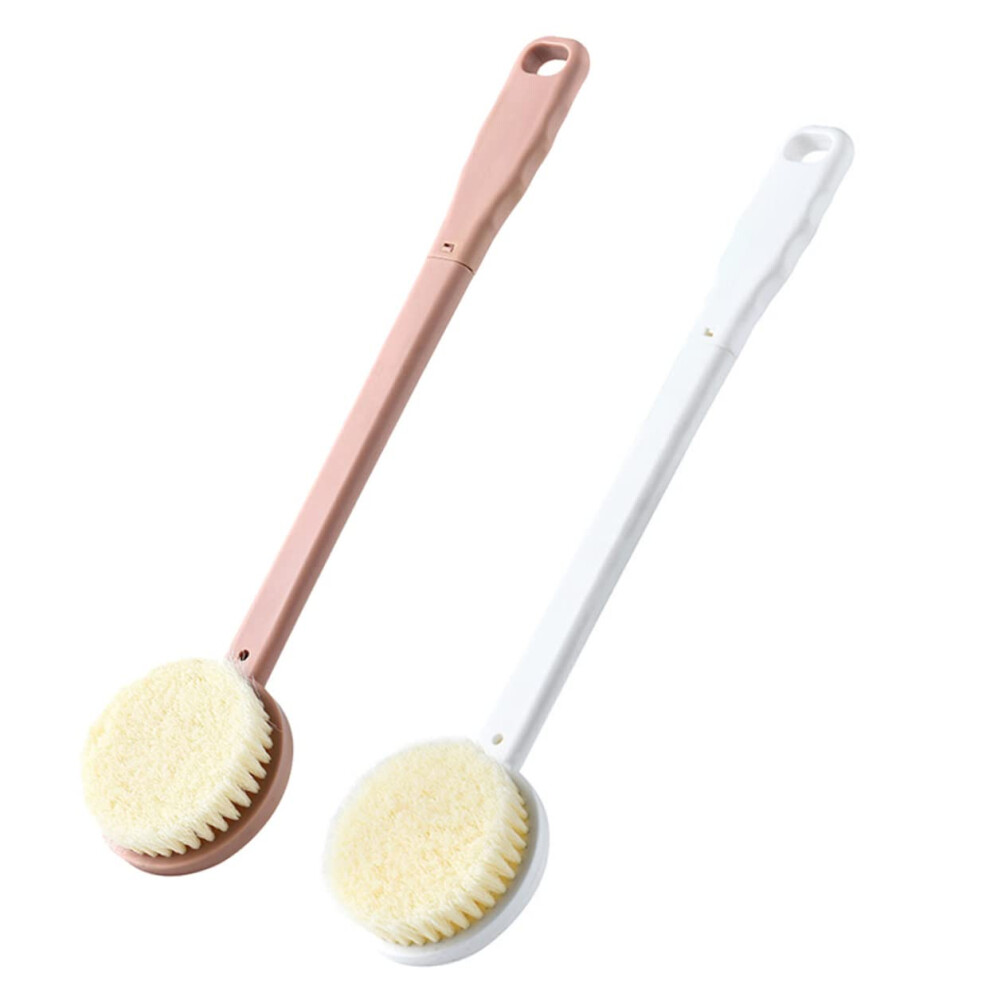 2pcs Long Handle Bath Brush with Soft Bristles Back Scrubber for Gentle Skin Cleansing