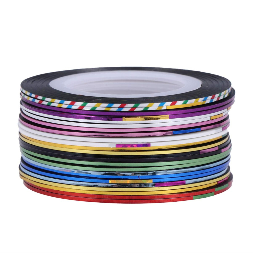 Gold/Silver 30 Rolls Nail Striping Tape Set And Selfadhesive Holographic Nail Art For Manicure