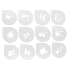 12pcs Plastic Coffee Art Stencils for Latte DecoratingWhite14X12CM