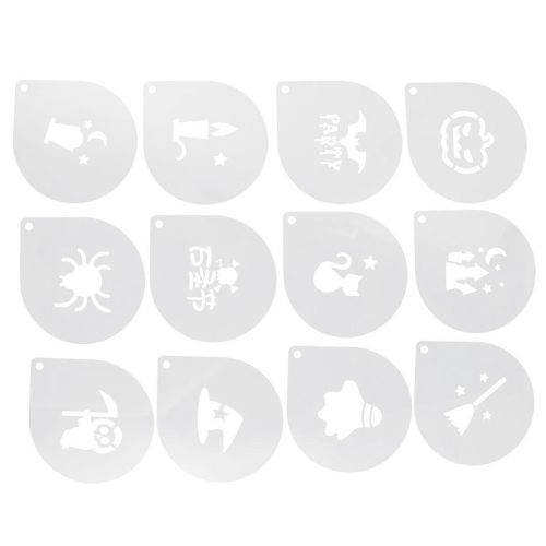 12pcs Plastic Coffee Art Stencils for Latte DecoratingWhite14X12CM