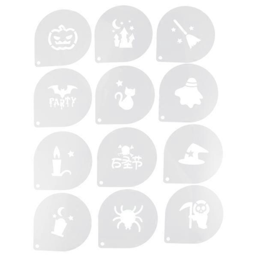 12pcs Plastic Coffee Art Stencils for Latte DecoratingWhite14X12CM 2