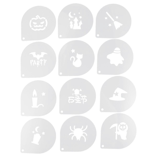 12pcs Plastic Coffee Art Stencils for Latte DecoratingWhite14X12CM 1