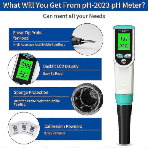 Ph Meter With ATC, Waterproof Digital Food Ph Tester High Accuracy Ph/Temperature 2