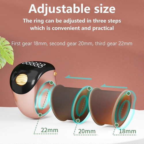 Adjustable Digital Tasbih Zikr Ring 3-Size Waterproof Prayer CounterBlack 1
