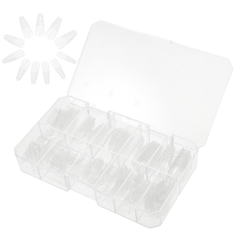 French Fake Nail Tips Set Clear Medium Ballerina Press On Nails 120Pcs Easy DIY Salon Quality