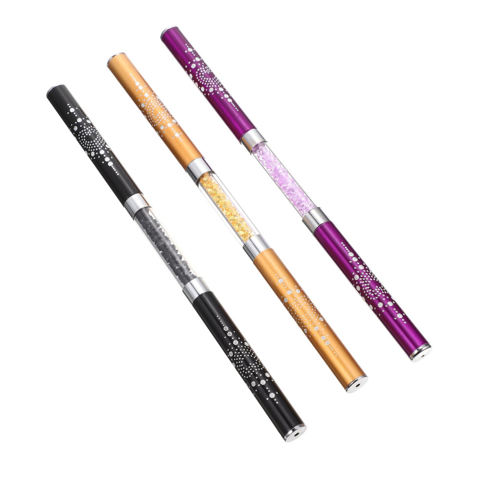 DoubleEnded Nail Art Pen Set 3PCS with Rhinestones for Precision Manicure Design and Salon Use
