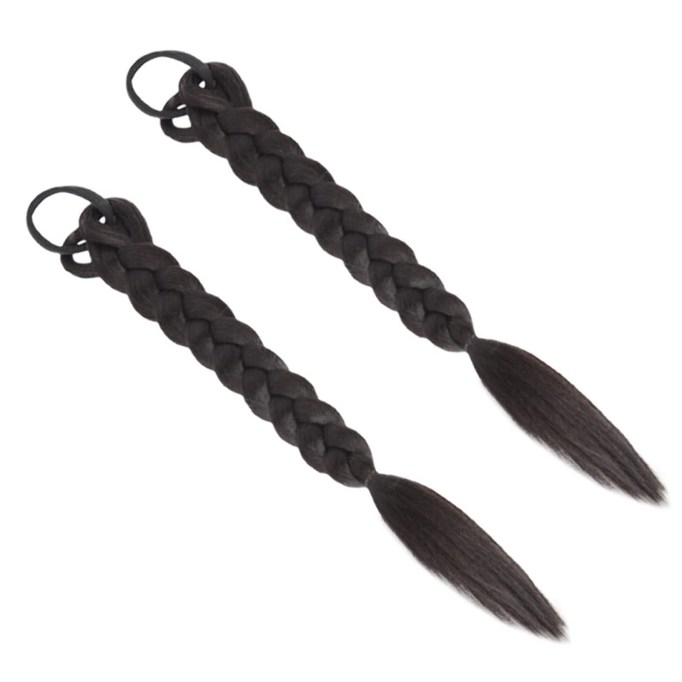 Unisex Black Long Braided Ponytail Extension 60Cm Synthetic Hairpiece With Secure Hair Tie For Women