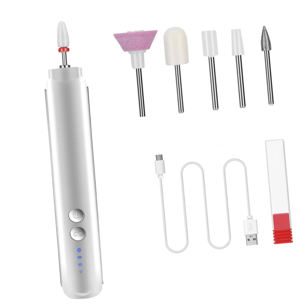 Light Electric Nail Drill Kit Usb Rechargeable With Led For Manicure Pedicure And Precision Filing