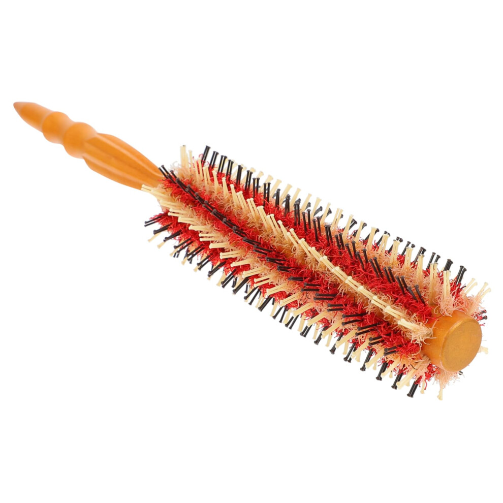 Round Hair Brush with Ergonomic Wooden Handle for Blow Drying, Curling and Adding Volume