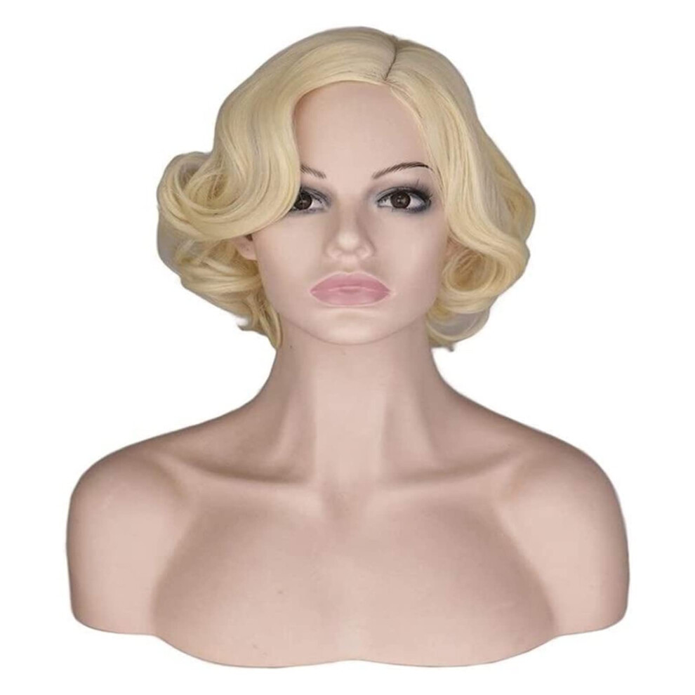 Unisex Blonde Wig With Natural Handwoven Hairline, Short Curly Or Long Wavy Styles With Bangs For Women