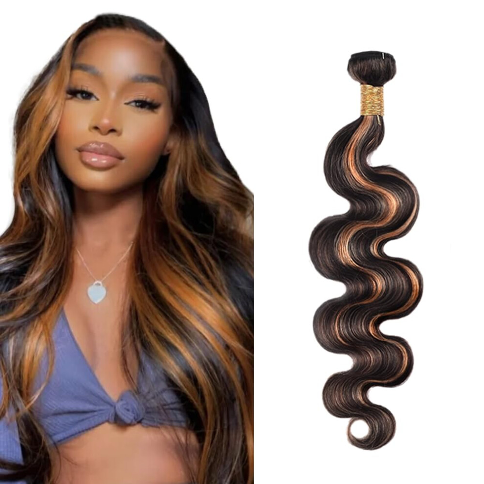 34 Inch Brazilian Virgin Hair Bundle P1B/30 Two Tone Body Wave Human Hair Extensions Black Brown Highlight