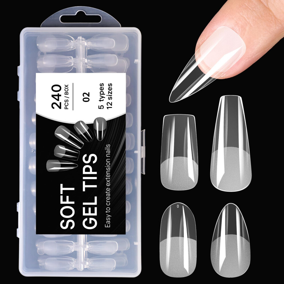 Press On Nails Set Semi Matte Acrylic False Nail Tips with Multiple Shapes and 12 Size Options