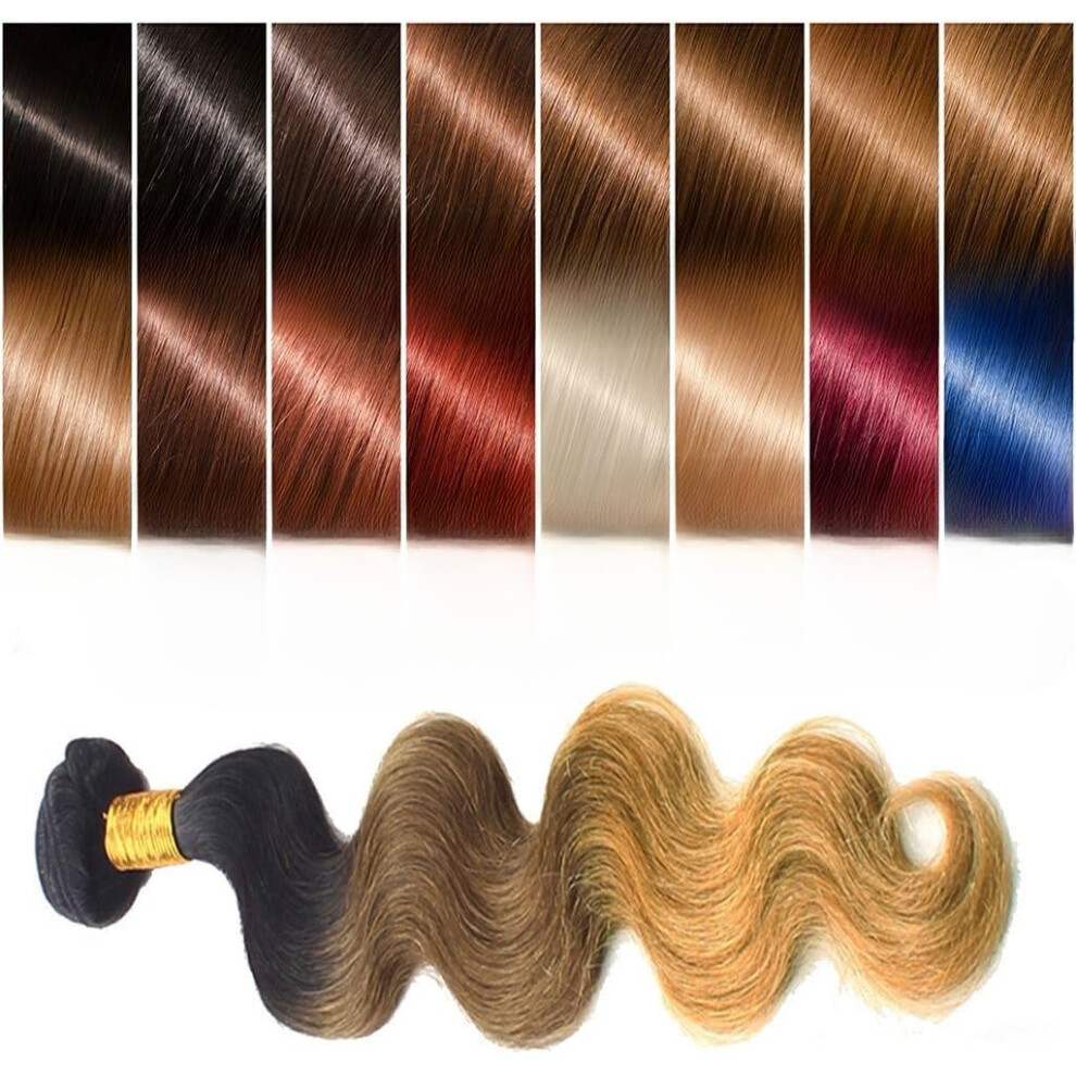 Unisex Brazilian Body Wave Virgin Human Hair Bundle 20 Inch Ombre Three Tone Soft Silky Tangle