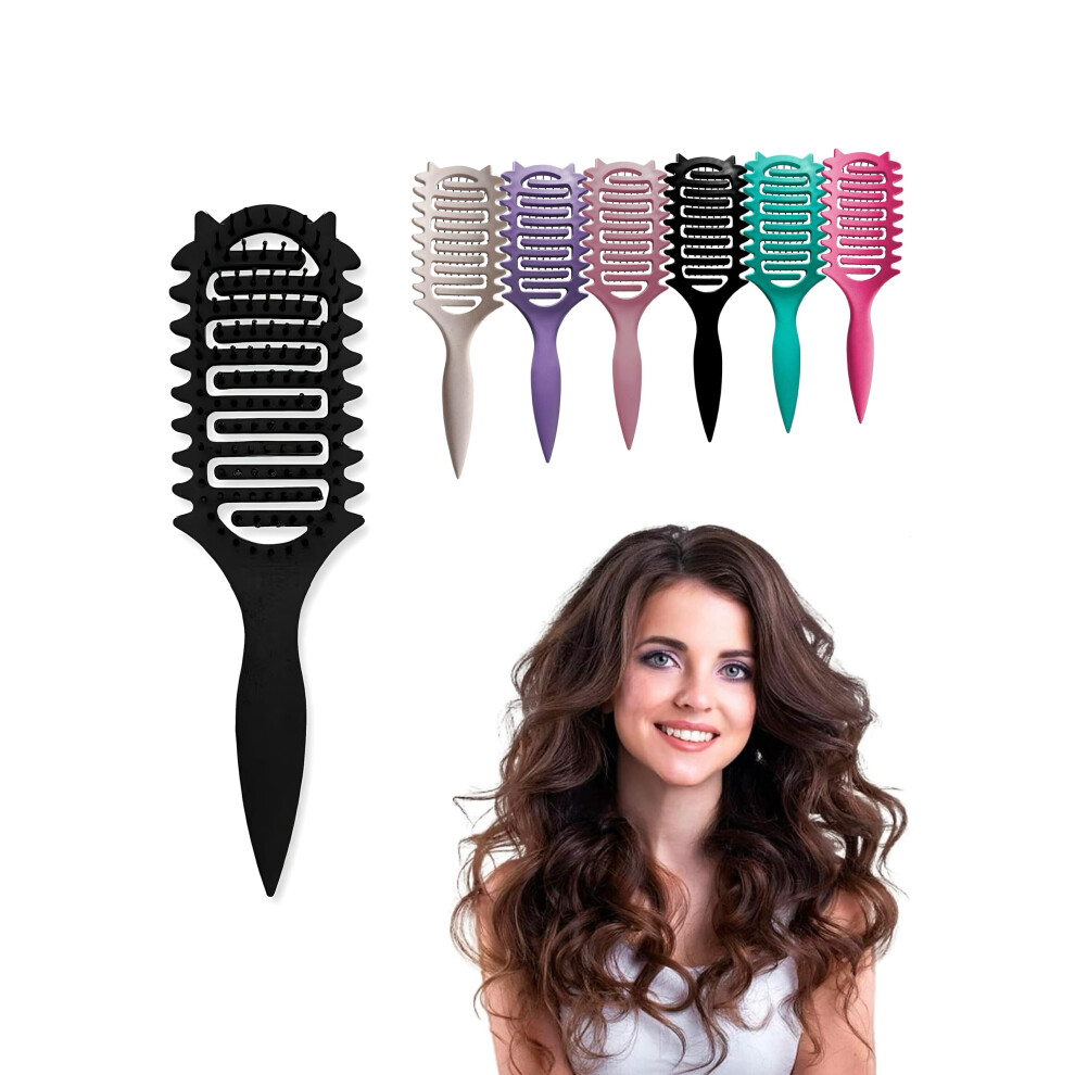 Black Curl Defining Brush For Curly Hair, Vented Detangling Brush For Wet And Dry Styling,