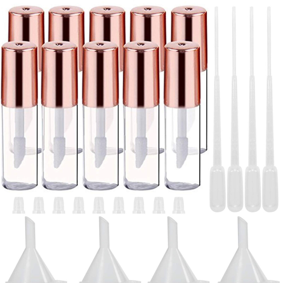 Gold 25Pcs Empty Lip Gloss Tubes With Wand Mini Refillable Bottles Kit Leakresistant Clear