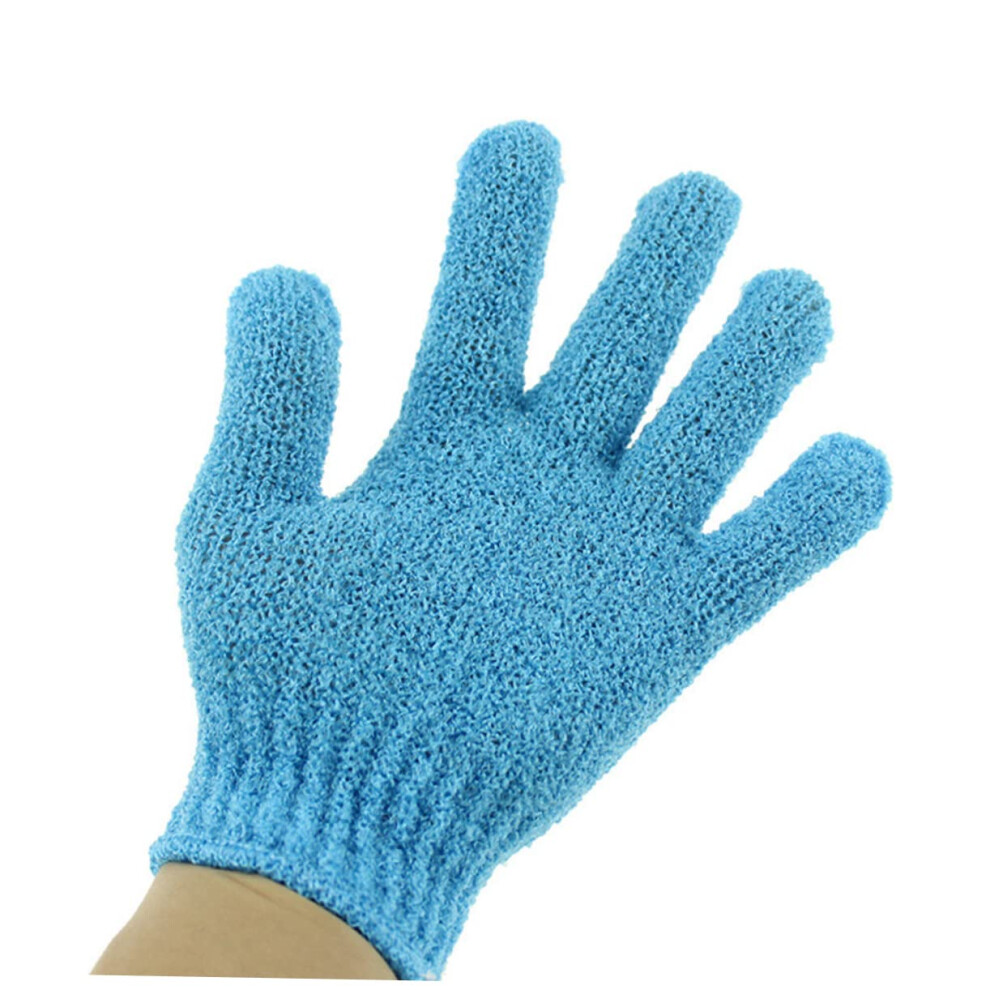 Blue Exfoliating Bath Gloves Dualsided Shower Scrub Mitt Fivefinger For Men And Women Sauna Use