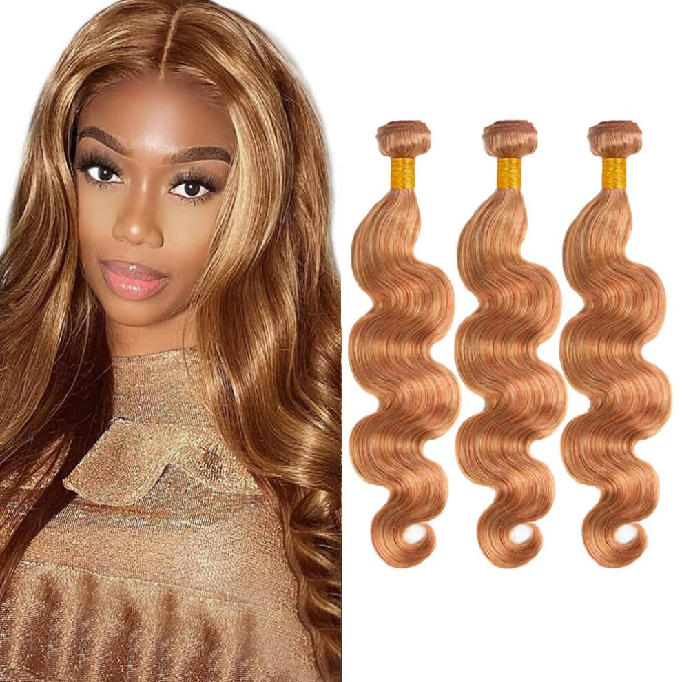 Brazilian Virgin Human Hair Ombre Honey Blonde Body Wave Bundles P27/30 Weave 10 12 14 Inch