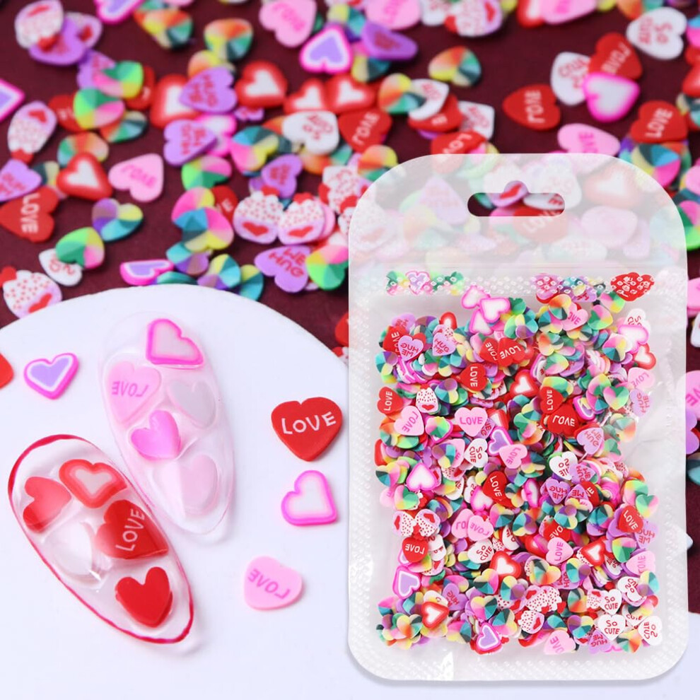 500pcs Heart Nail Art Charms Valentine Resin Decorations for Acrylic Gel Nails DIY Manicure