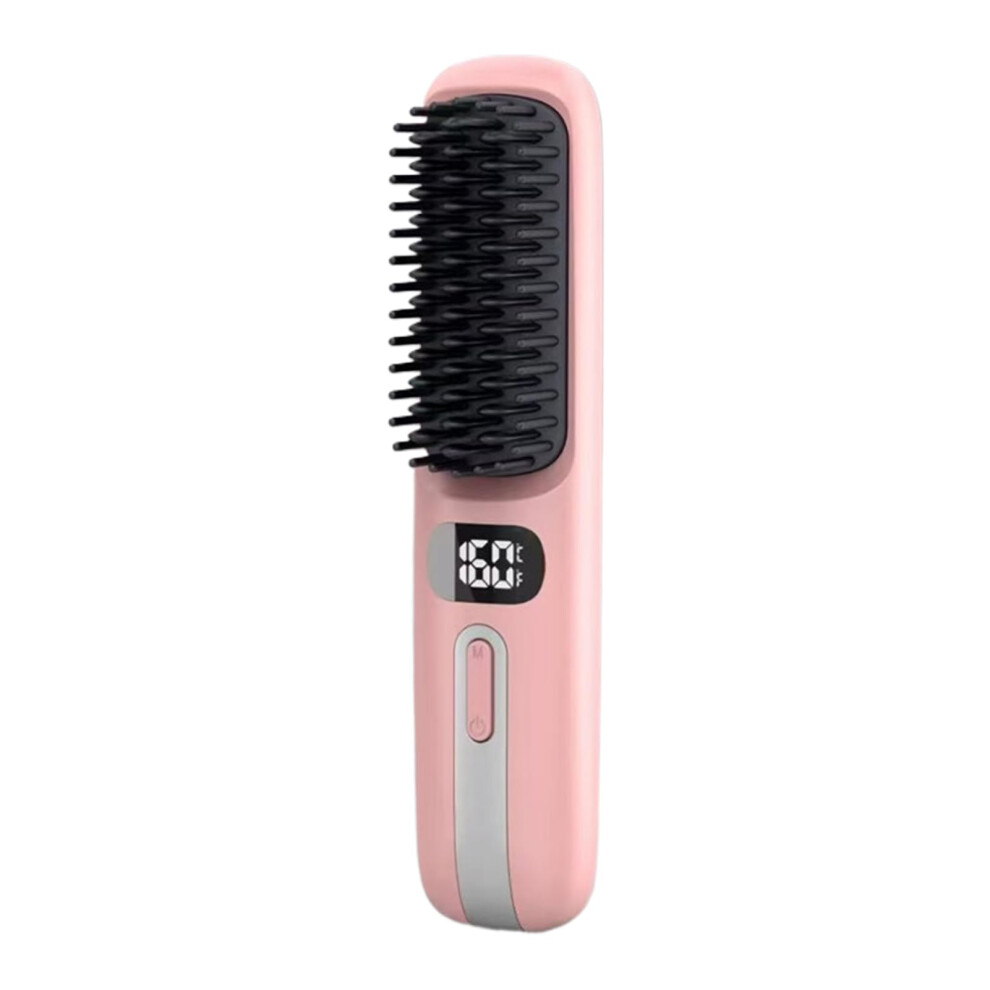 Cordless Hair Straightener Brush with Negative Ion Care, LCD Fast Heat Comb for Travel