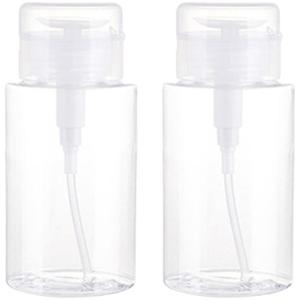 2 Pcs 200ml Alcohol Pump Dispenser Bottle for Nail Polish Remover and Makeup with Easy Refill Design