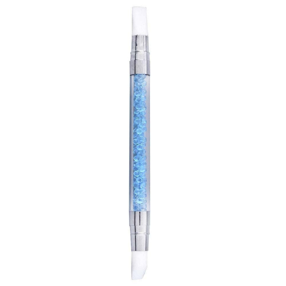 Blue Dual Tipped Silicone Nail Art Dotting Pen With Precision Carving For Gel Manicure (Blue)