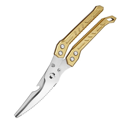 Multipurpose Kitchen Scissors Stainless Steel Gold 25.5x4.5 cm Gift Ready