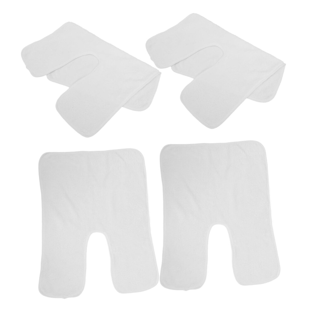 4pcs White Coral Fleece Facial Spa Towels with Split Front Design for Estheticians and Home Use
