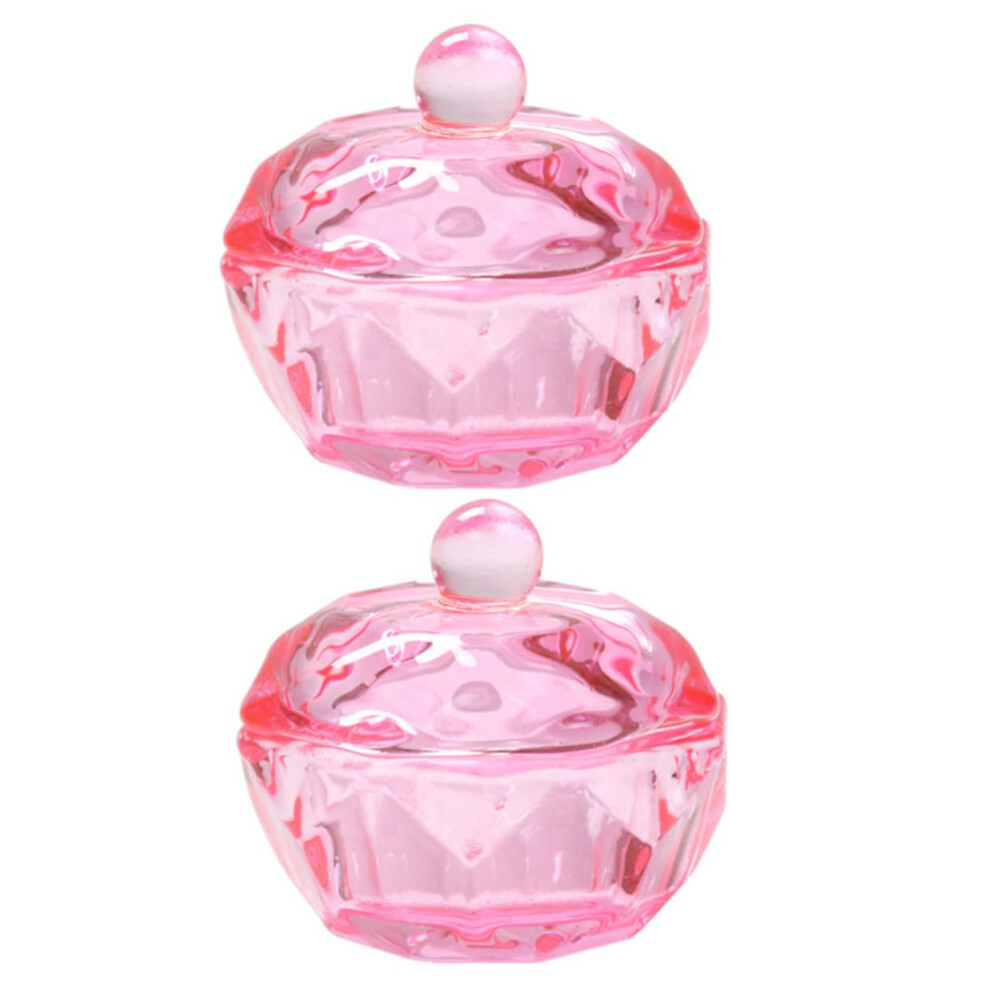 2pcs Glass Dappen Dish with Lid for Acrylic Nails Nail Liquid Container for Salon and Home Use