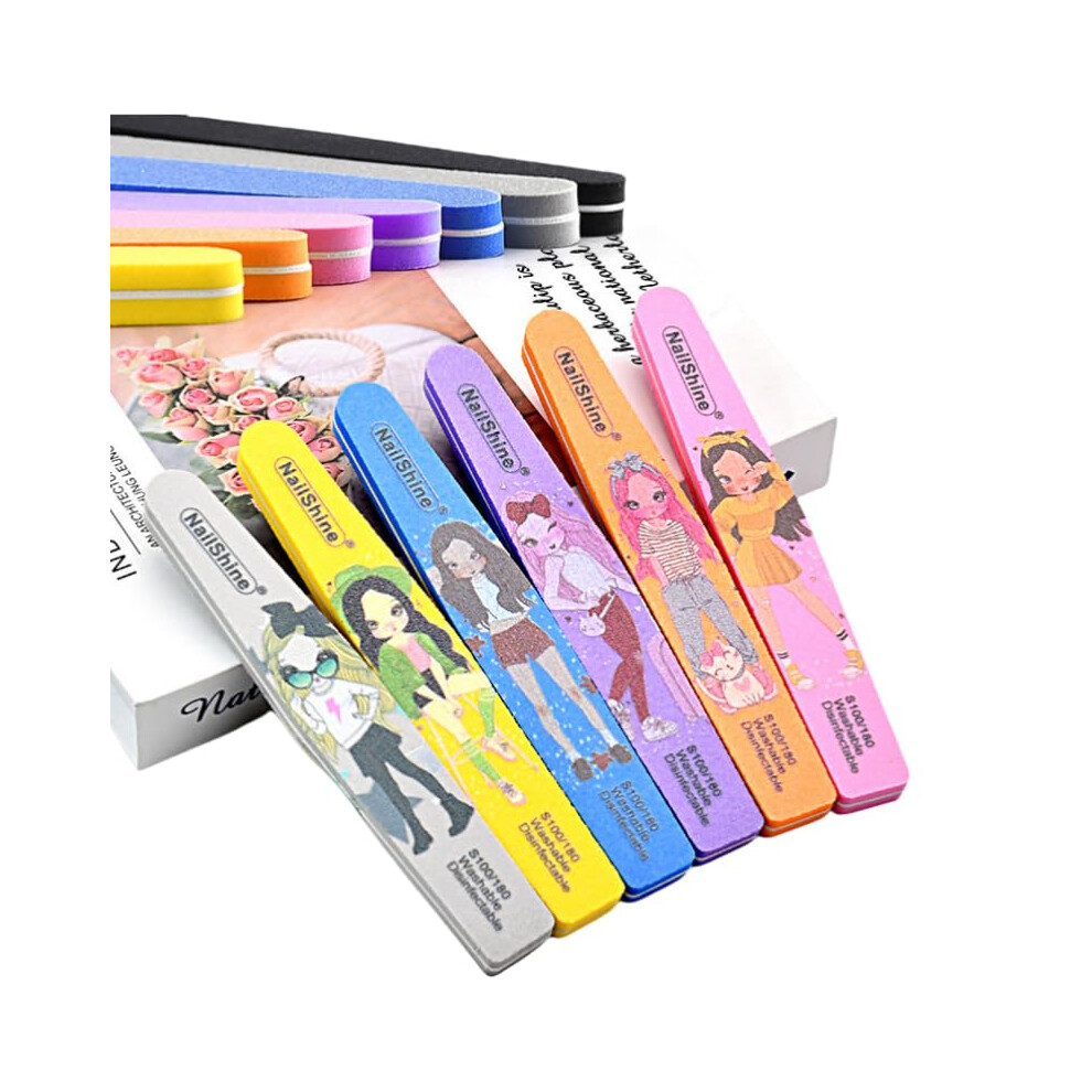 DualSided Nail Buffer and File for Natural Nails, Washable Diamond Shape with Pattern Prints