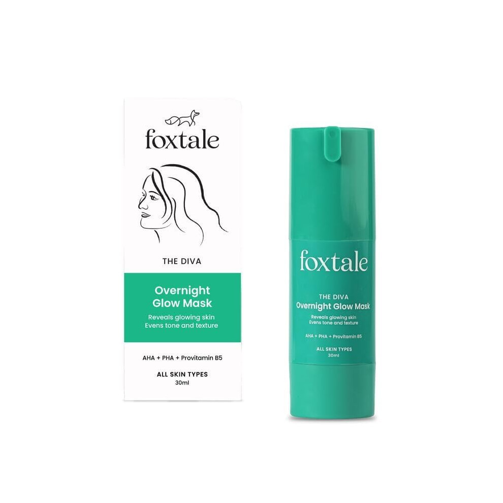 Overnight Glow Mask with 4% Glycolic and 3% Lactic Acid for Brightening, Blackhead Removal, 30ml
