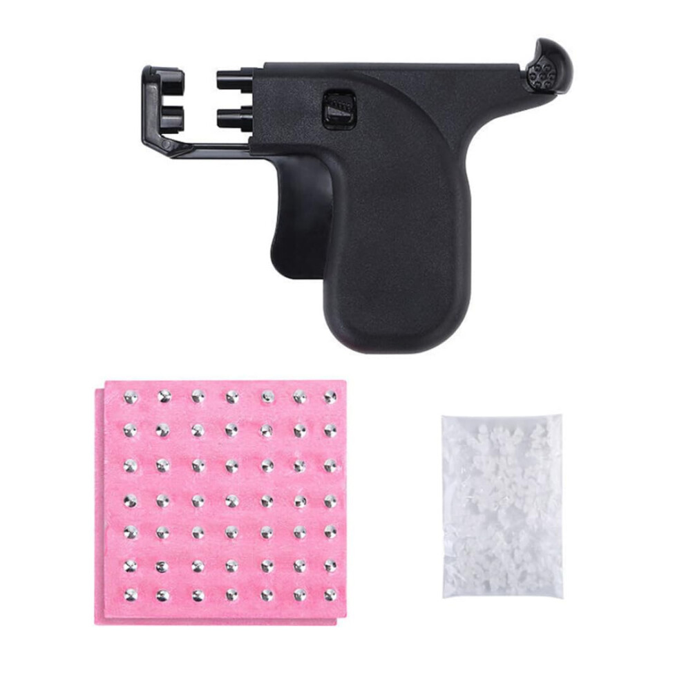 Black Professional Ear Piercing Kit With Studs, Safe Painless Body Piercing Tool For Ear Nose Navel