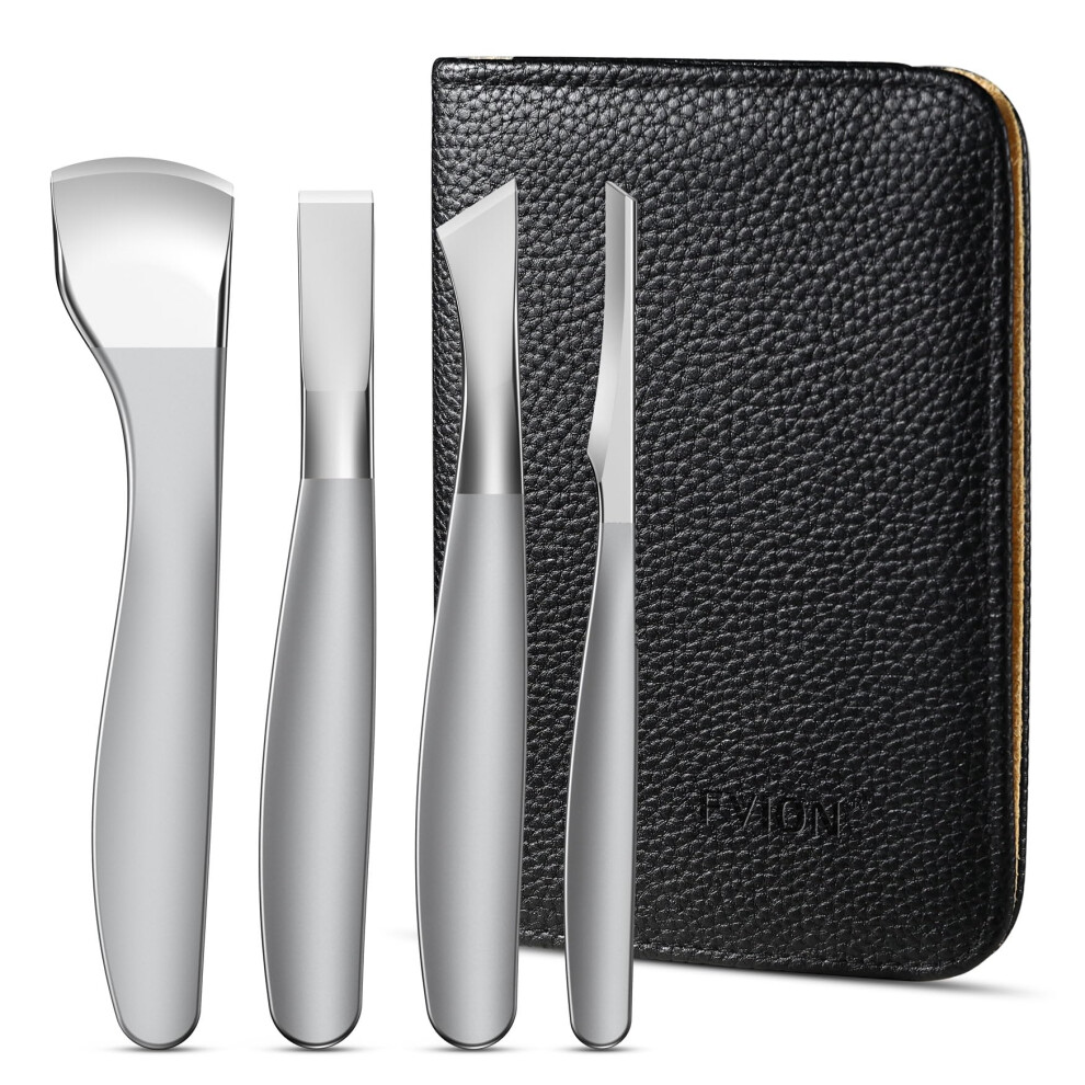 Silver Pedicure Knife Set Stainless Steel 4 In 1 Foot Callus Remover Kit For Ingrown Toenail Care
