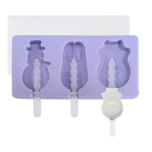 Silicone Popsicle Mold with Lid 3 Cavities Reusable Ice Cream Mold for Kids Dessert Making
