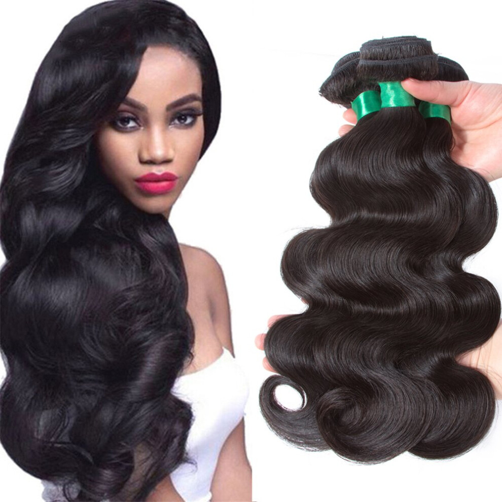 Unisex 12A Brazilian Virgin Human Hair Body Wave 3 Bundles 14 Inch Unprocessed Weave Extensions