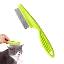 Flea Comb For Cats Thickened Handle Pet Cleaning Brush Tick Comb Grooming Set Green