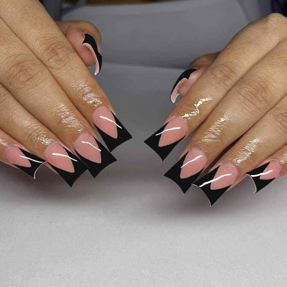 Cream Long Nude Press On Nails Glossy Full Cover Fake Acrylic Nails With Designs Easy Glue Application