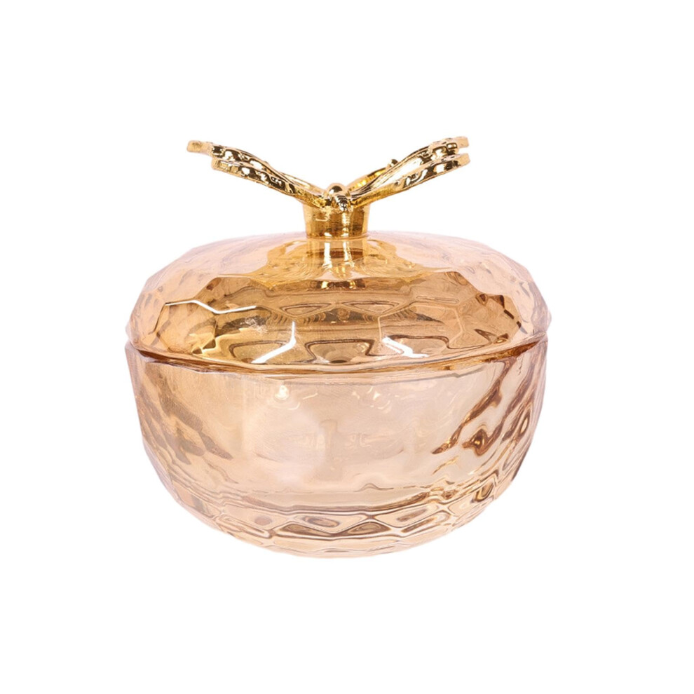 Glass Nail Dappen Dish with DustProof Lid Acrylic Powder Liquid Holder for Salon or Home, Gold