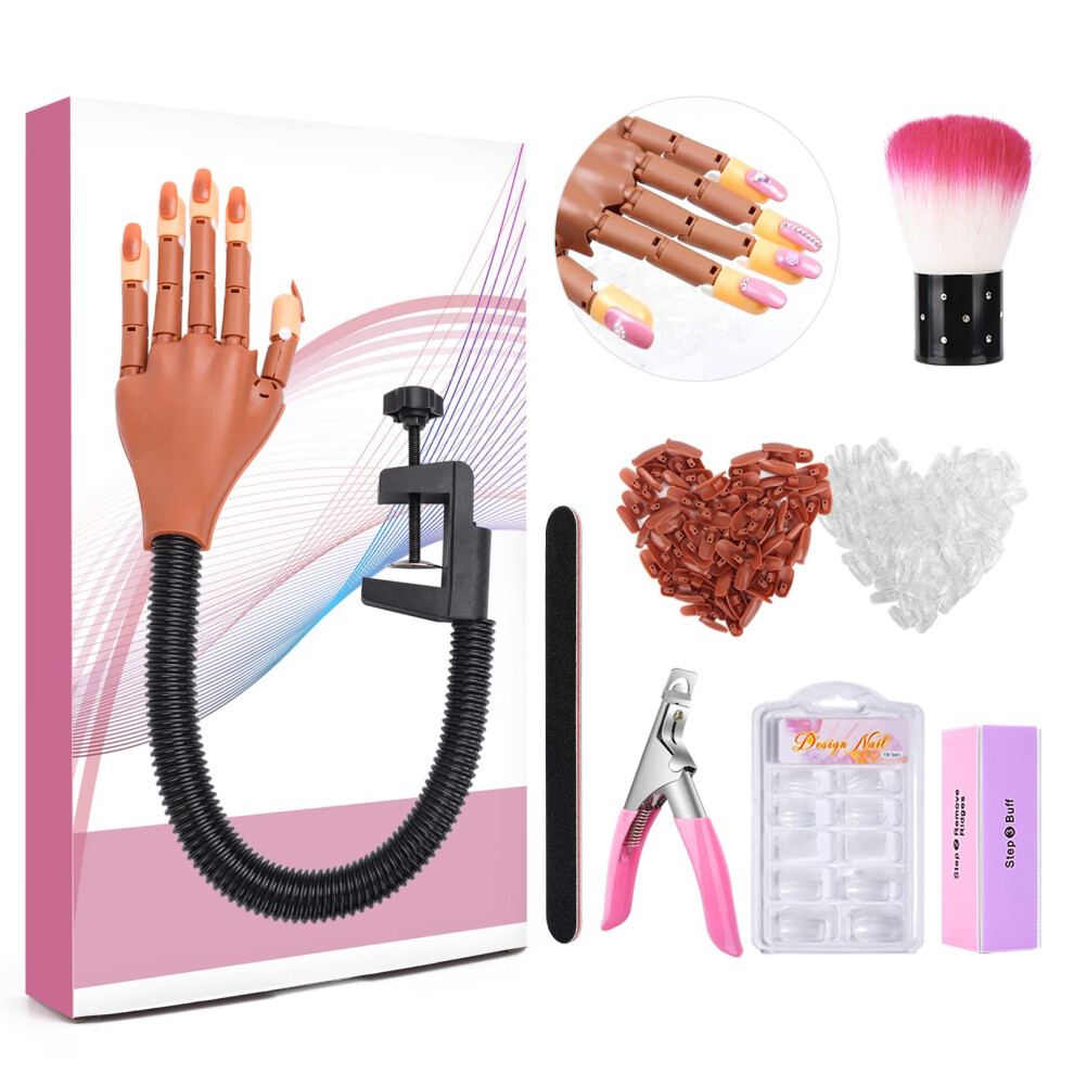 Nail Practice Hand with 300pcs Tips, Realistic Mannequin Hand for Acrylic Nails Training Kit