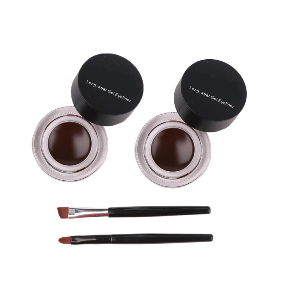 Dual Colour Waterproof Gel Eyeliner Set, Long Lasting Smudge Proof Eyebrow Makeup Kit, 2 Bottles