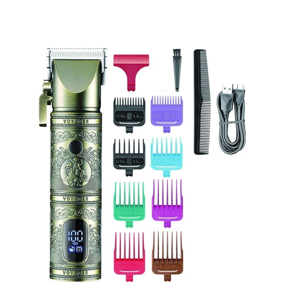 Professional Rechargeable Hair Clippers and Beard Trimmer, Zero Gap Precision, LED Display Grooming Kit