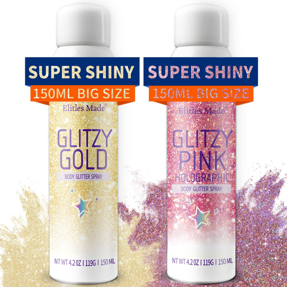 Silver 150Ml Holographic Glitter Spray For Hair And Body, Quickdry Longlasting Festival Shine