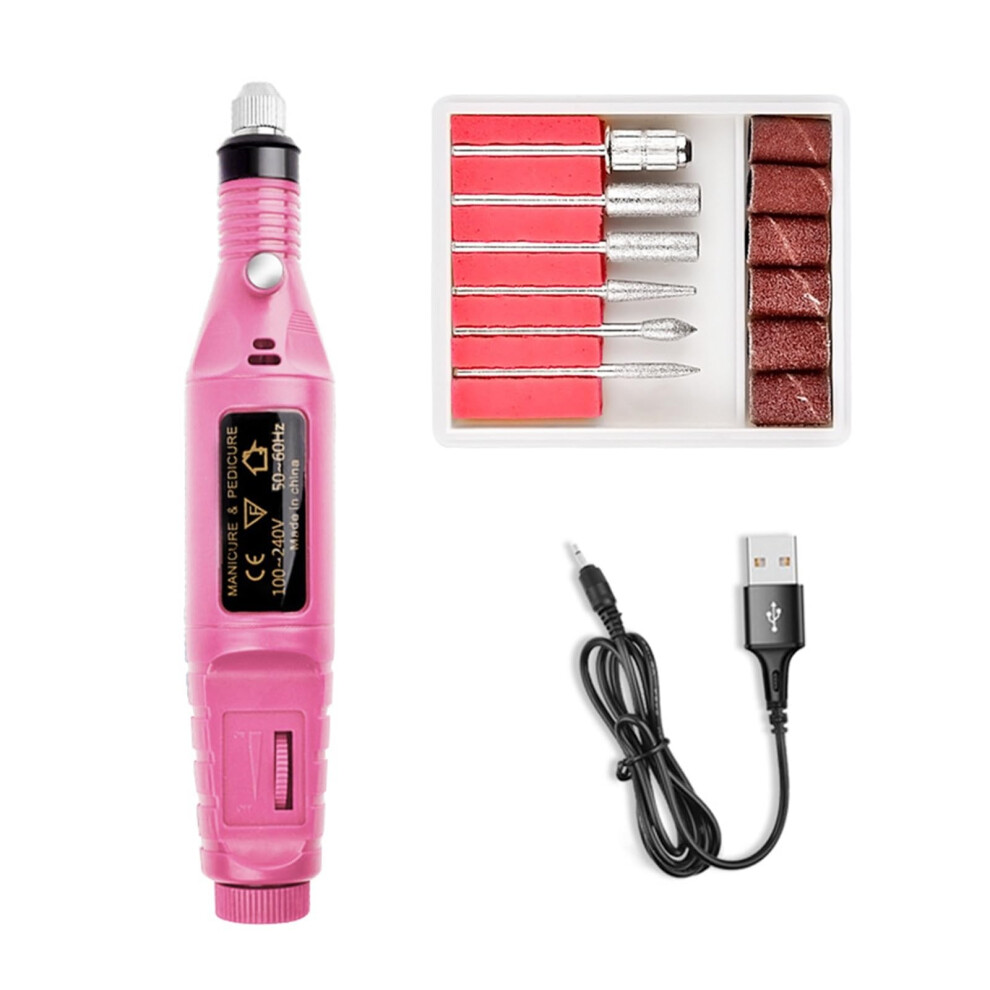 Electric Nail Drill Kit with Adjustable Speed, Low Noise USB Nail File for Acrylic and Gel Nails