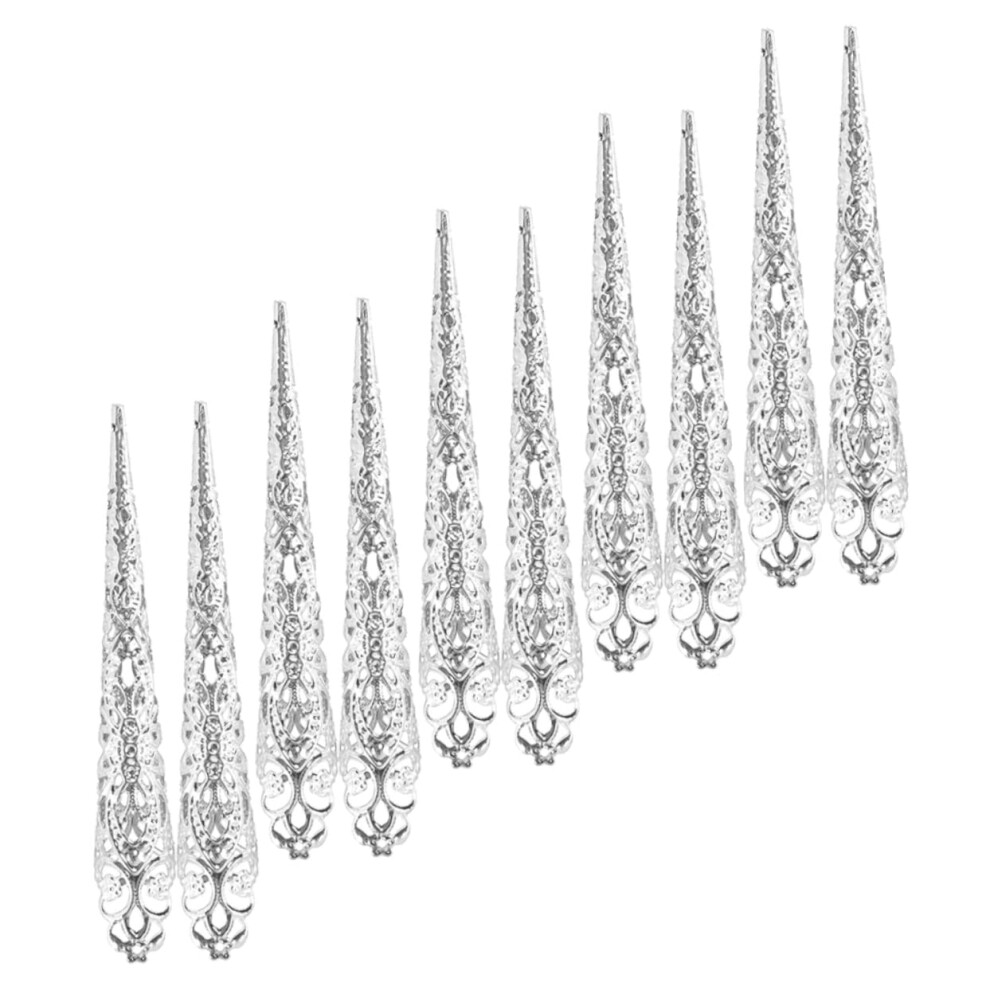 Halloween Fake Nails Set, Reusable Metal Cosplay Nail Covers for Witch Costume and Horror Party