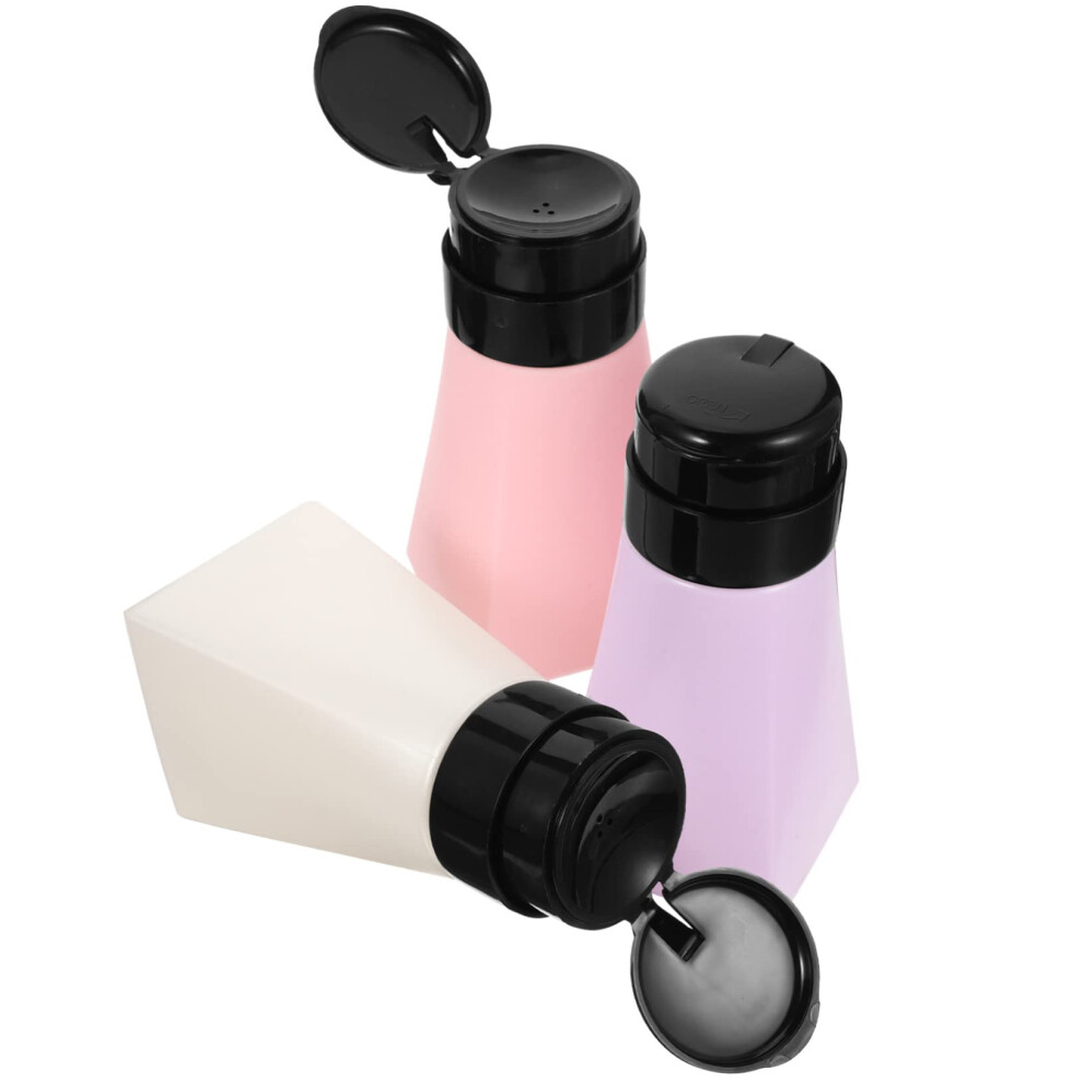 Nail Polish Remover Dispenser Set 3pcs Refillable Push Down Pump Bottles Leak Proof for Nail Care