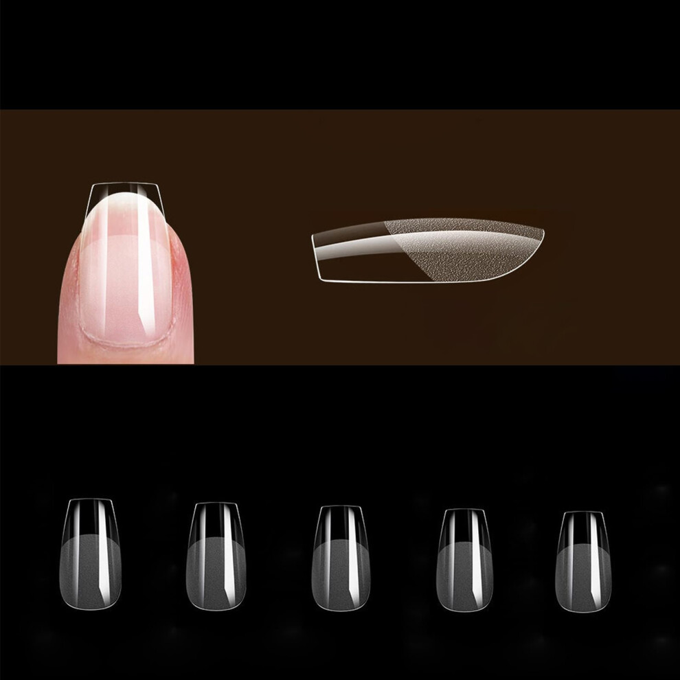 Press On Nails Soft Gel Full Cover Clear Almond Tips Set 480PCS for Extensions DIY Salon