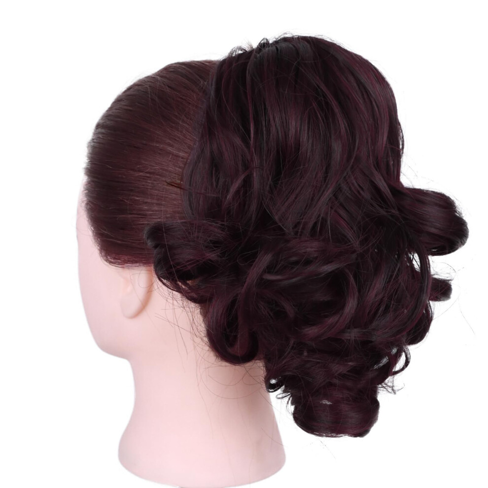 Unisex Red Short Curly Claw Clip Ponytail Extension 10 Inch Synthetic Hairpiece With Instant Volume Boost