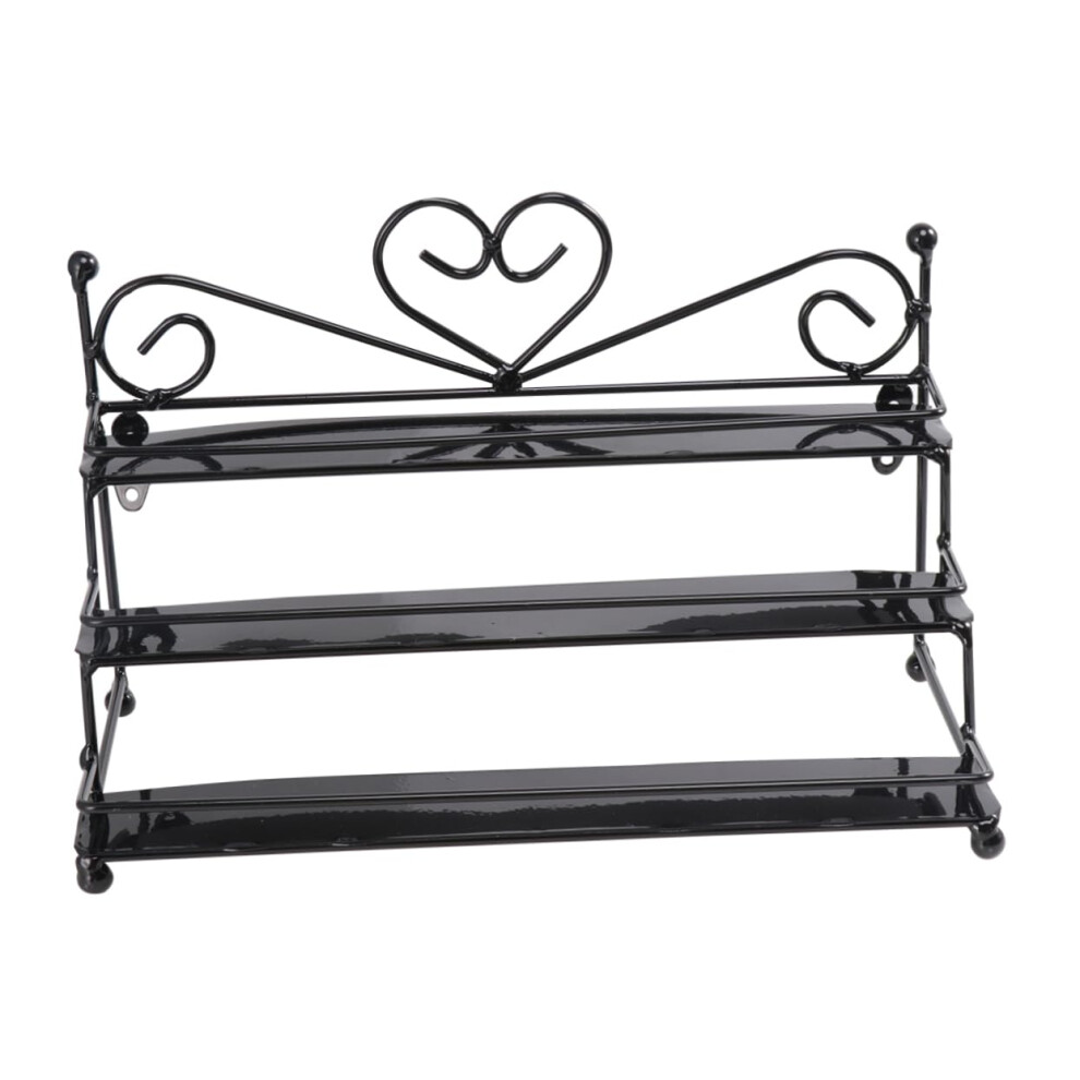 Black Nail Polish Organizer Rack 3 Tier With Elegant Heart Design For Salon And Home Display
