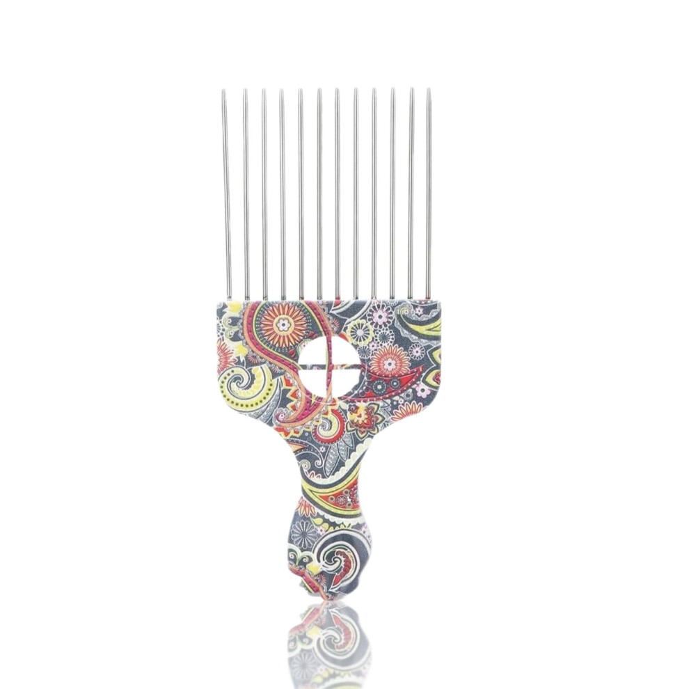 Unisex Afro Pick Hair Comb Stainless Steel For Curly Hair Gentle Detangling Volume Boost Lightweight